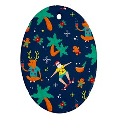 Colorful Funny Christmas Pattern Ornament (oval)