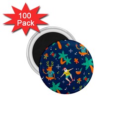 Colorful Funny Christmas Pattern 1 75  Magnets (100 Pack) 