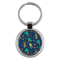 Colorful Funny Christmas Pattern Key Chain (round)