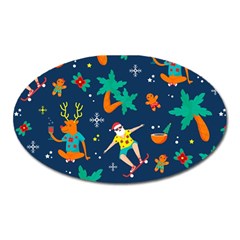 Colorful Funny Christmas Pattern Oval Magnet