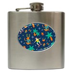 Colorful Funny Christmas Pattern Hip Flask (6 oz) Front