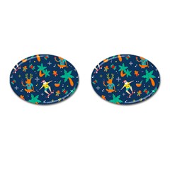 Colorful Funny Christmas Pattern Cufflinks (oval)