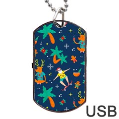 Colorful Funny Christmas Pattern Dog Tag Usb Flash (two Sides)