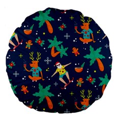 Colorful Funny Christmas Pattern Large 18  Premium Flano Round Cushions