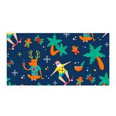 Colorful Funny Christmas Pattern Satin Wrap 35  X 70 