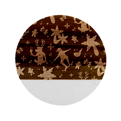 Colorful Funny Christmas Pattern Marble Wood Coaster (round)