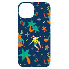 Colorful Funny Christmas Pattern Iphone 14 Black Uv Print Case by Ket1n9