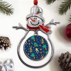 Colorful Funny Christmas Pattern Metal Snowman Ornament