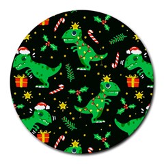 Christmas Funny Pattern Dinosaurs Round Mousepad