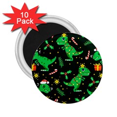 Christmas Funny Pattern Dinosaurs 2 25  Magnets (10 Pack) 