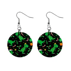 Christmas Funny Pattern Dinosaurs Mini Button Earrings