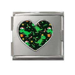 Christmas Funny Pattern Dinosaurs Mega Link Heart Italian Charm (18mm) by Ket1n9