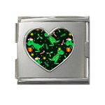 Christmas Funny Pattern Dinosaurs Mega Link Heart Italian Charm (18mm) Front