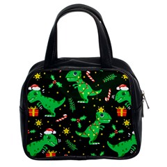 Christmas Funny Pattern Dinosaurs Classic Handbag (two Sides)