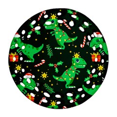 Christmas Funny Pattern Dinosaurs Ornament (round Filigree)