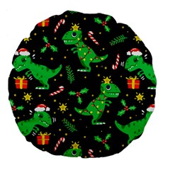 Christmas Funny Pattern Dinosaurs Large 18  Premium Flano Round Cushions