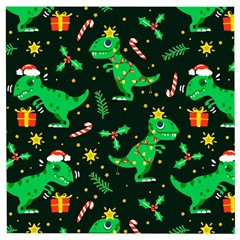 Christmas Funny Pattern Dinosaurs Wooden Puzzle Square by Ket1n9