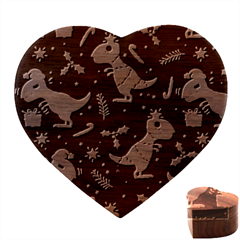 Christmas Funny Pattern Dinosaurs Heart Wood Jewelry Box by Ket1n9