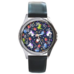 Colorful Funny Christmas Pattern Round Metal Watch