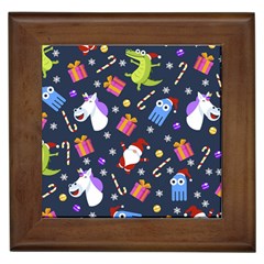 Colorful Funny Christmas Pattern Framed Tile