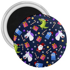 Colorful Funny Christmas Pattern 3  Magnets