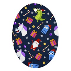 Colorful Funny Christmas Pattern Ornament (oval) by Ket1n9