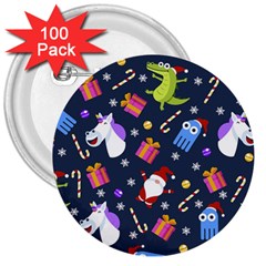 Colorful Funny Christmas Pattern 3  Buttons (100 Pack)  by Ket1n9