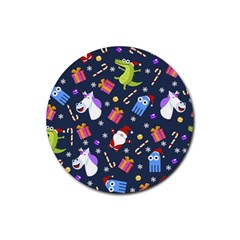 Colorful Funny Christmas Pattern Rubber Coaster (round)