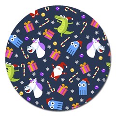 Colorful Funny Christmas Pattern Magnet 5  (round)