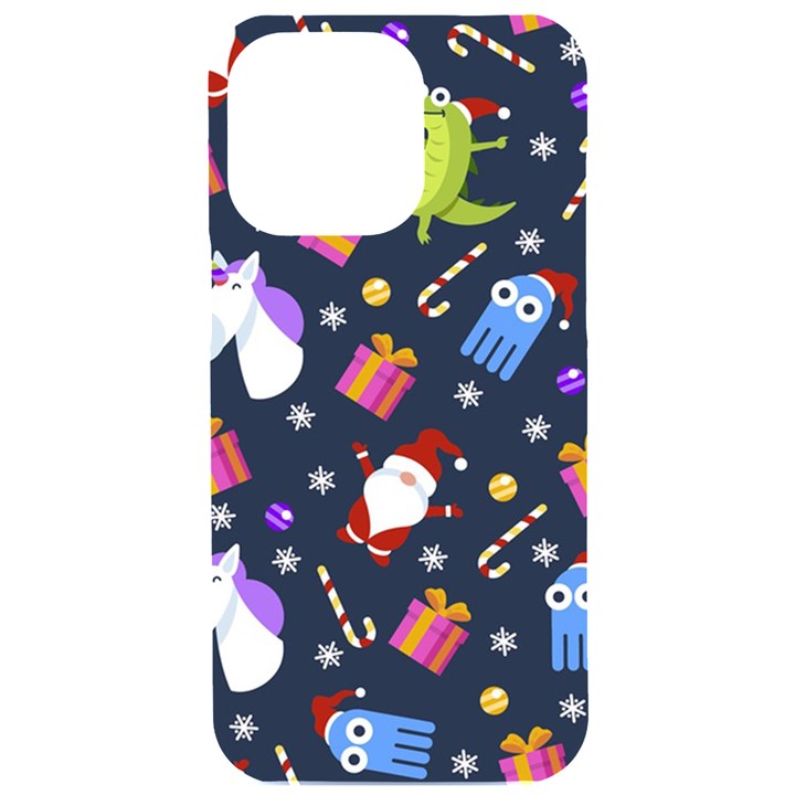 Colorful Funny Christmas Pattern iPhone 15 Pro Max Black UV Print PC Hardshell Case