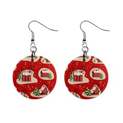 Christmas New Year Seamless Pattern Mini Button Earrings