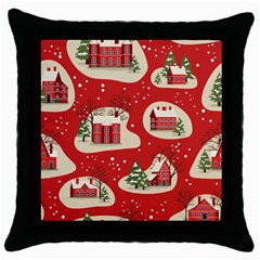 Christmas New Year Seamless Pattern Throw Pillow Case (black) by Ket1n9