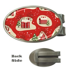 Christmas New Year Seamless Pattern Money Clips (oval) 