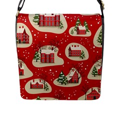 Christmas New Year Seamless Pattern Flap Closure Messenger Bag (l)