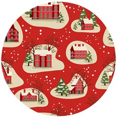 Christmas New Year Seamless Pattern Wooden Bottle Opener (round)