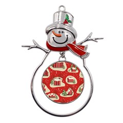 Christmas New Year Seamless Pattern Metal Snowman Ornament