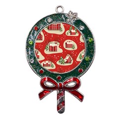 Christmas New Year Seamless Pattern Metal X mas Lollipop With Crystal Ornament