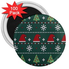 Beautiful Knitted Christmas Pattern 3  Magnets (100 Pack)