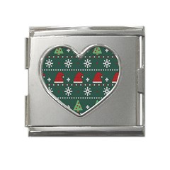 Beautiful Knitted Christmas Pattern Mega Link Heart Italian Charm (18mm) by Ket1n9