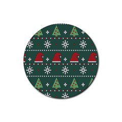 Beautiful Knitted Christmas Pattern Rubber Coaster (round)