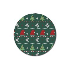 Beautiful Knitted Christmas Pattern Magnet 3  (round)