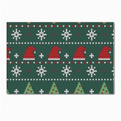 Beautiful Knitted Christmas Pattern Postcards 5  X 7  (pkg Of 10)