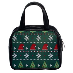 Beautiful Knitted Christmas Pattern Classic Handbag (two Sides)