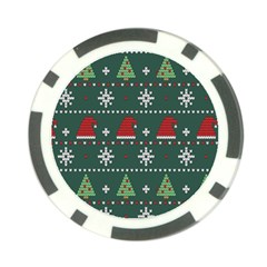 Beautiful Knitted Christmas Pattern Poker Chip Card Guard (10 Pack)