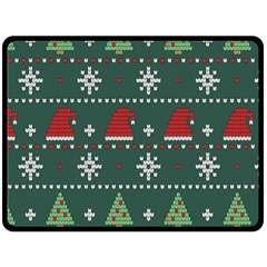 Beautiful Knitted Christmas Pattern Fleece Blanket (large)