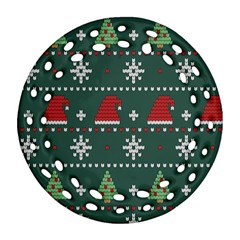 Beautiful Knitted Christmas Pattern Ornament (round Filigree)