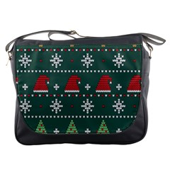 Beautiful Knitted Christmas Pattern Messenger Bag