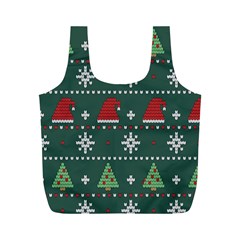 Beautiful Knitted Christmas Pattern Full Print Recycle Bag (m)