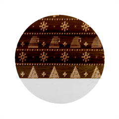 Beautiful Knitted Christmas Pattern Marble Wood Coaster (round) by Ket1n9