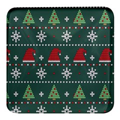 Beautiful Knitted Christmas Pattern Square Glass Fridge Magnet (4 Pack)